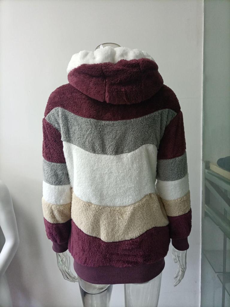 Women's Multi-Color Loose Plush Hooded Jacket for Autumn/Winter 2026