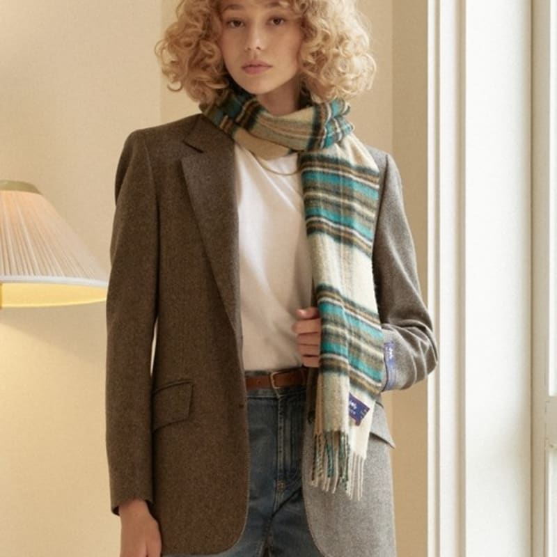 ABRAHAM MOON Merino Wool Muffler 25cm - Gresington Moss