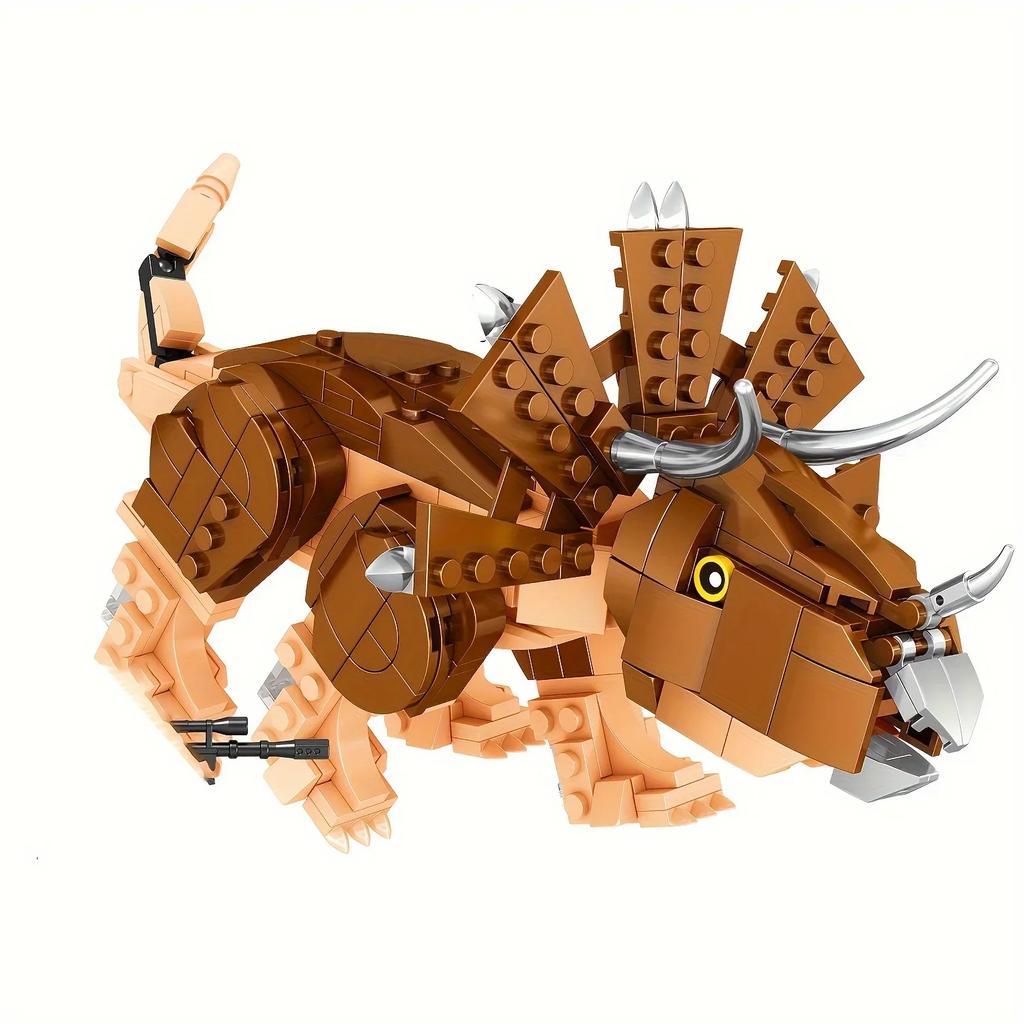 387PCS Dinosaur Building Block Diy Triceratops Model Assembly Bricks Desktop Decoration Educational Toys For Kids Holiday Gifts