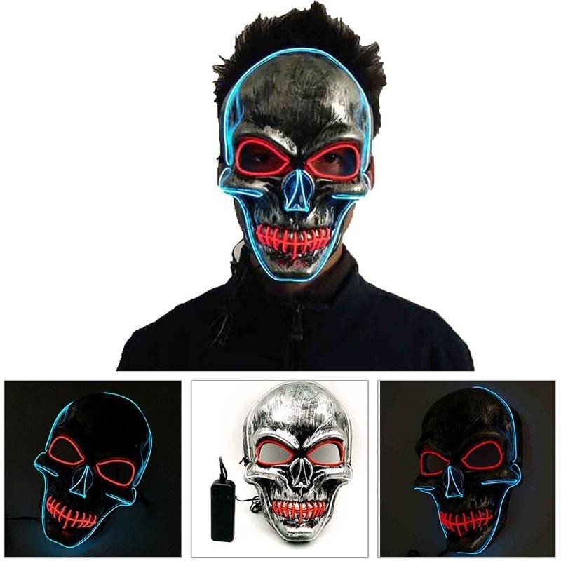Neueste Halloween LED Masken Party Tanzen LED Blinkendes Neonlicht Leuchtende EL Draht Leuchtende Geister Schädel Maske