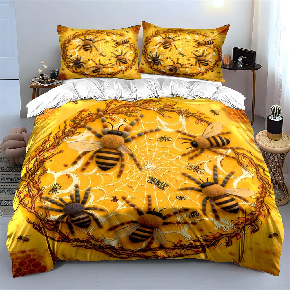 Bee-Themed Decorative Set Soft Comfortable Duvet Cover Bedding Set Included 1*Duvet Cover & 2*Pillowcases, Gift