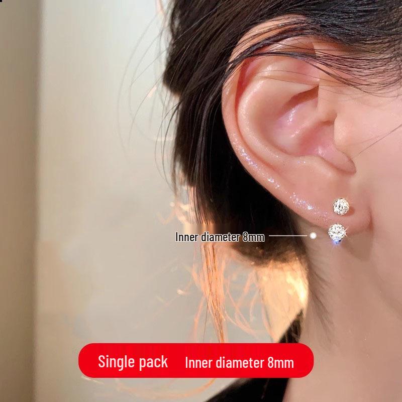 Dámské náušnice z titanové oceli: Dvouhlavá otočná spona, design dvou kroužků podkovy, výklenkový styl, nositelné při spánku.