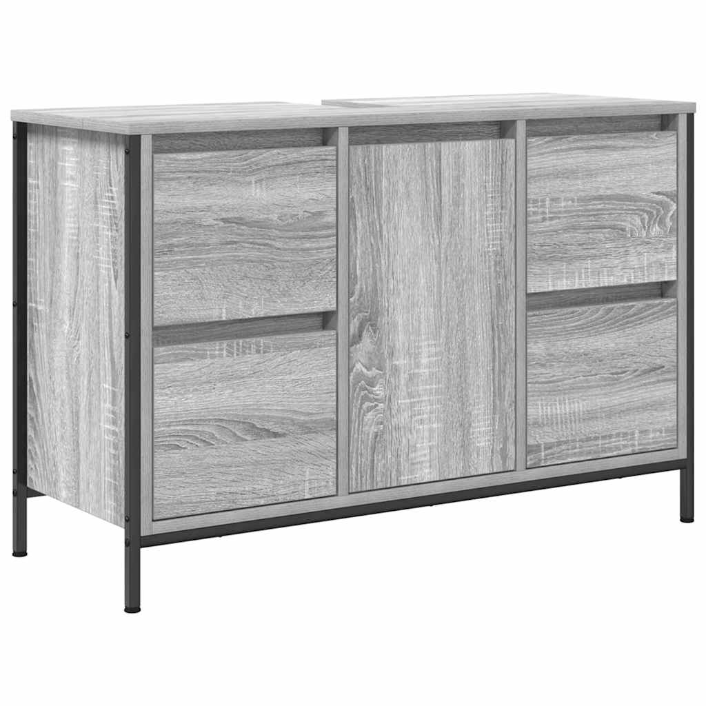Grey Sonoma Bathroom Vanity Cabinet with Drawers 90 X 34.5 X 60 Cm