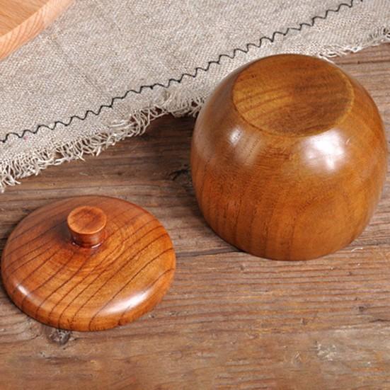 Seasoning Jar with Lid Strong Sealed Wide Mouth Easy To Clean Condiment Container Wooden Retro Sugar Pepper Salt Spice Pot Restaurant Supplies