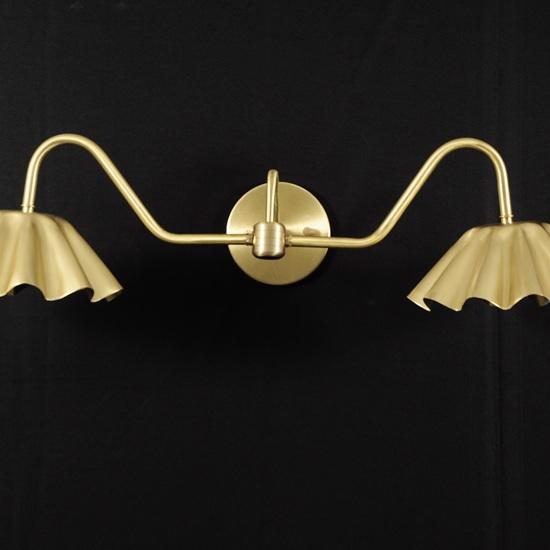 Mid Century Modern Brass Double Cone Wall Sconce, Italian Stilnovo Style Lamp