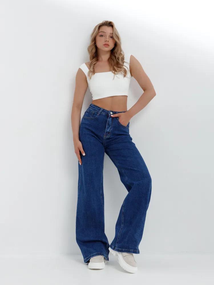 Женские джинсы нового стиля 2025 года с широкими штанинами 28 темно-синий
