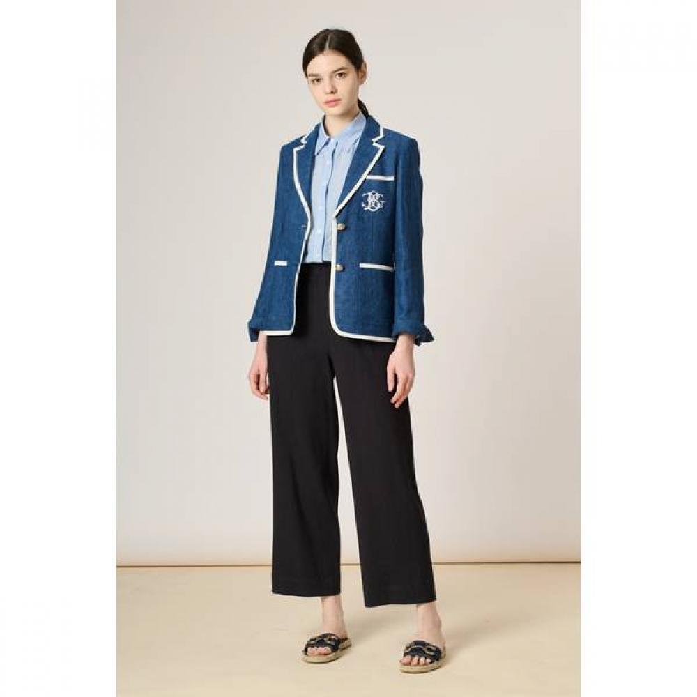 Bcbg Logo Point Piping Linen Jacket B4m3j105