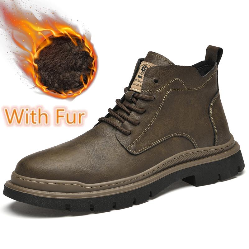 Men Boots Genuine Leather Men Low Top Casual Sneakers High Quality Men's All-match Ankle Boots 2024 New Lace-Up Male Basic Boots
