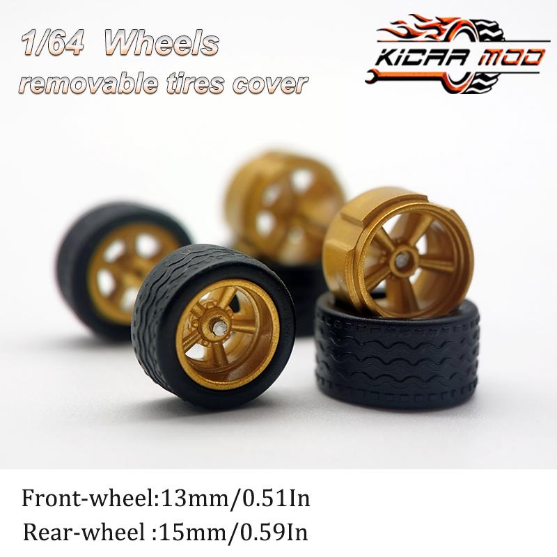 1/64 Modellauto Räder Mit Gummi Abnehmbare Reifen Große Größe Tuning Teile Für Räder Matchbox D:13mm+15mm 1 Set