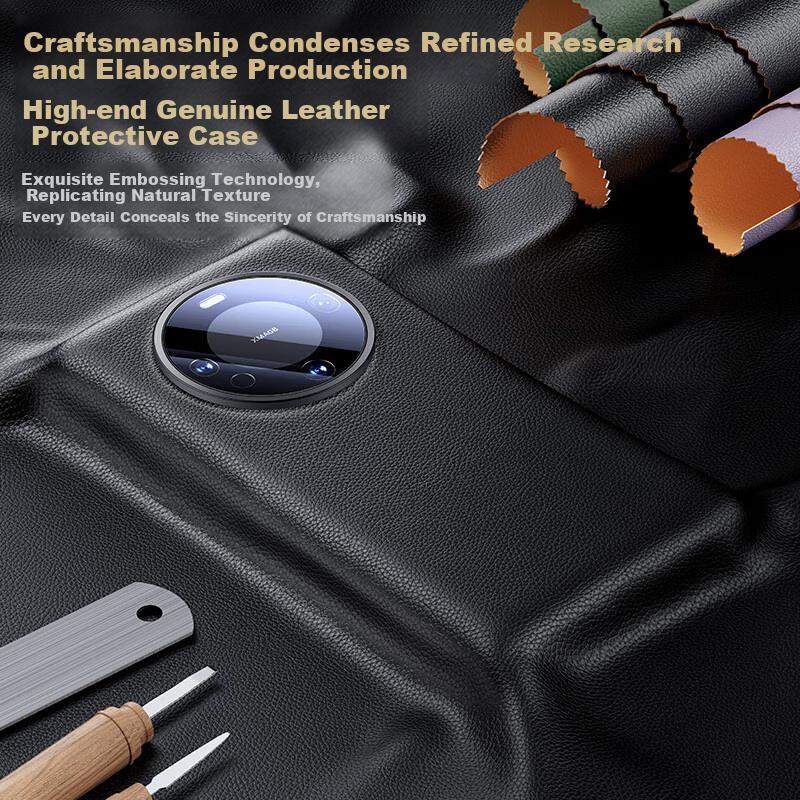 Case for Huawei Mate60 And Mate60 Pro+, Magnetic Genuine Leather, Artistic Silicone Frame, Ultra-Thin Shockproof Heat Dissipation