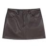 Summer 2025 Petite High Waist A-Line Brown PU Leather Skirt for Women