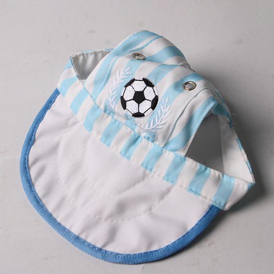 Football Embroidery Pet Hat Cat Baseball Cap with Ear Holes Striped Pet Sun Hat with Drawstring for Cats And Small Dogs Sun Protection