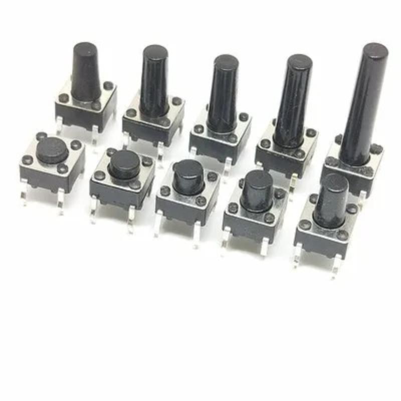 50PCS 6X6X4.3 /5/6/7/8/9/10/13MM Tact Switch Push Button Switch 12V Copper 4PIN DIP Micro Switch For TV/Toys/home use Button Switches4