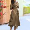 Elegant Women's Fashion Green Diagonal Neck Middle Sleeve Casual Dress Women's Casual Retro Long Dress