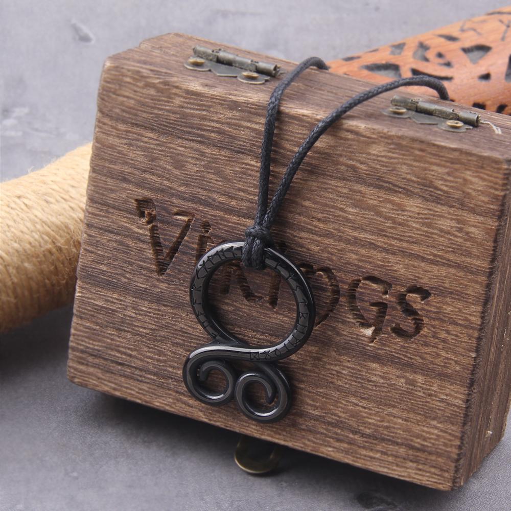 Stainless Steel Odin Rune Pendant Viking Necklace with Chain Mens Gift in Wooden Box