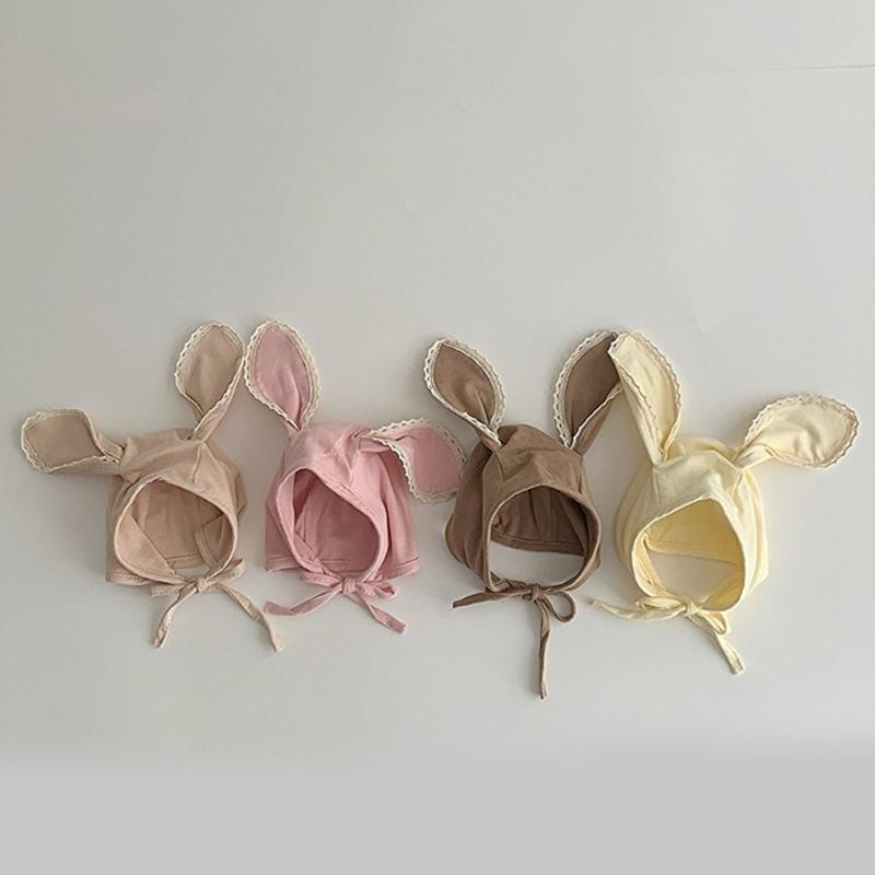 Newborns Cotton Bonnet Hat with Earflaps and Chin Ties, Breathable Baby Fetal Caps Comfortable Toddlers Warm Hat