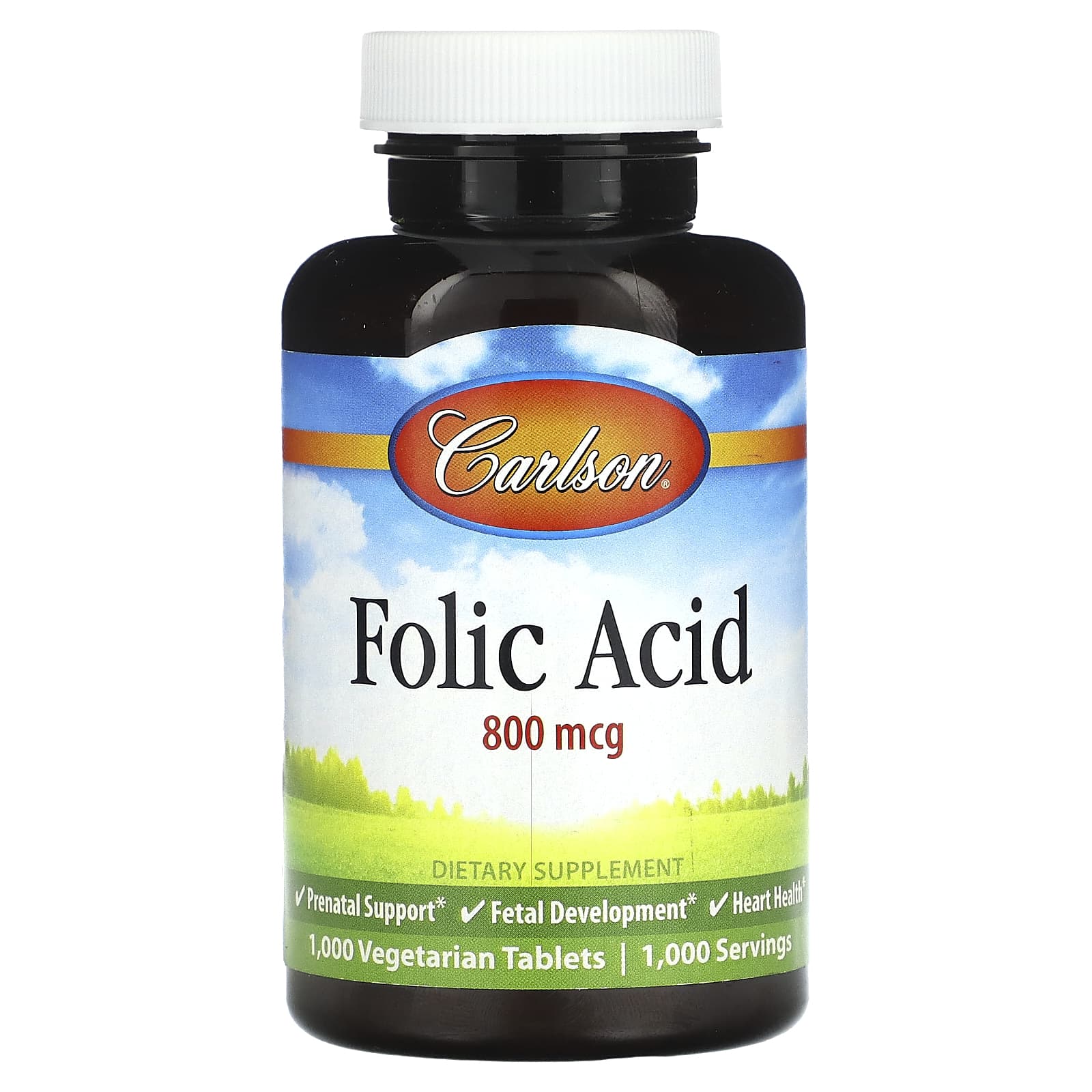 

Carlson, Folic Acid, 800 mcg, 1,000 Veggie Tablets