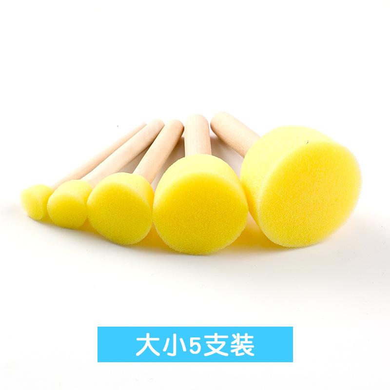 5Pcs Round Sponge Painting Brushes Wooden Handle Mushroom Sponge Stamper Foam Paint Brush Stencils Tools