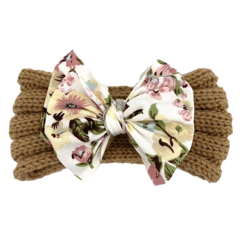 New children's headband headband, printed bow knitted wool headband, baby headgear hair accessories Baby