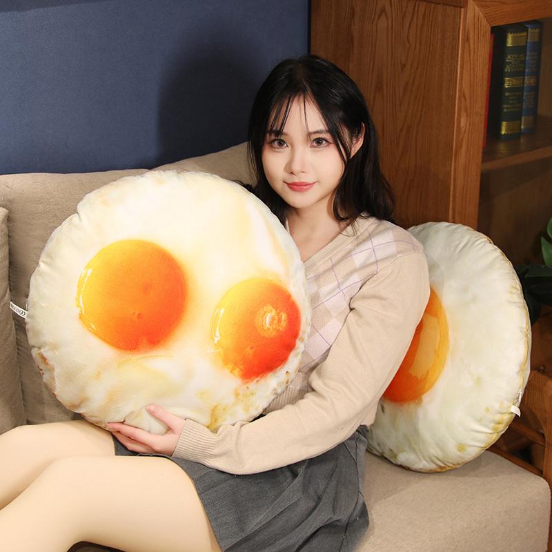 Plush Fried Egg Pillow Stuffed Food Plushie Sofa Chair Decoration Throw Pillow Soft Head Pillow Nap Gift