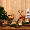 Festival Glowing Christmas Train Figurine Christmas Light Up Miniature Train Scene Ornament for Family Celebration