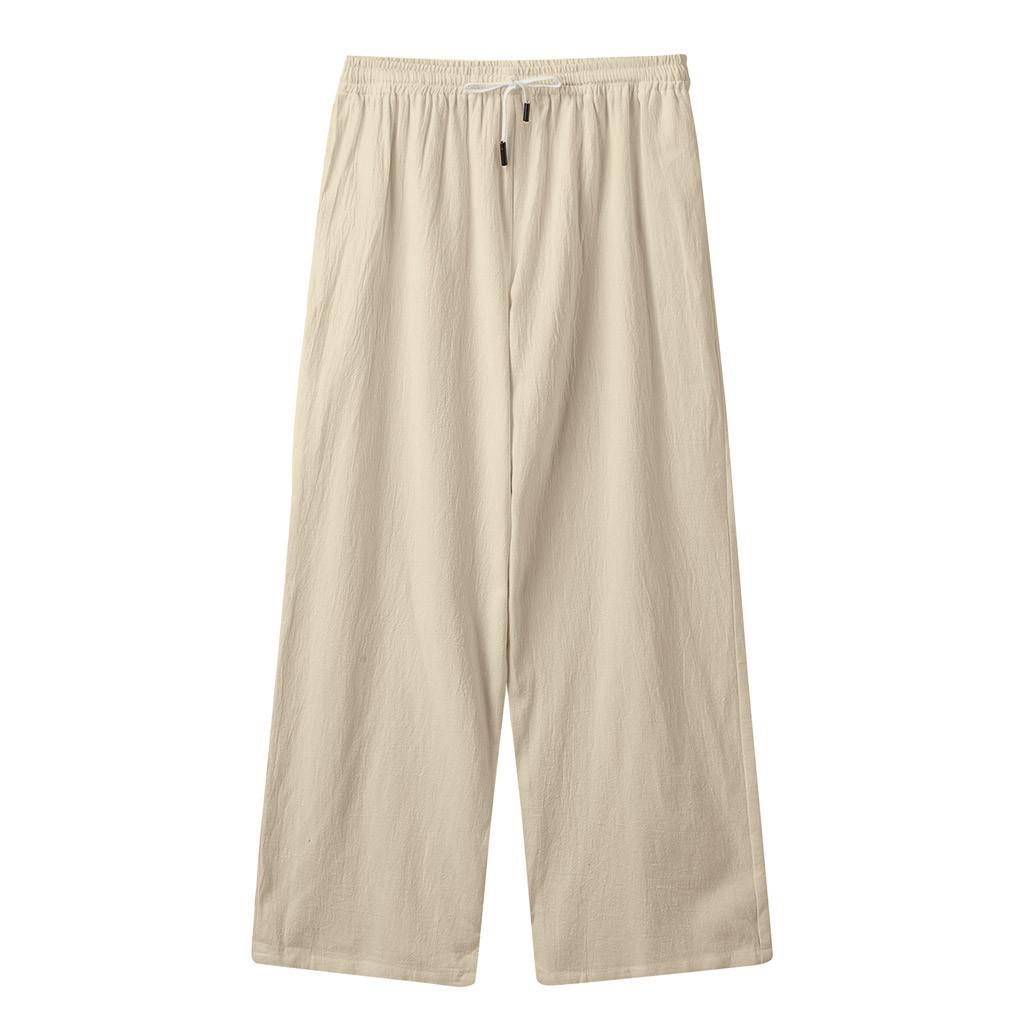 

Мужские модные брюки в льняном стиле, свободные повседневные дышащие уличные летние однотонные спортивные костюмы XXL