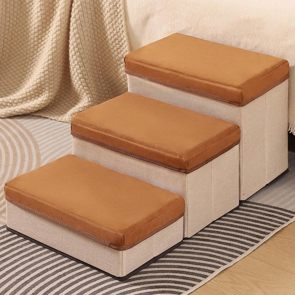 Escalier pour chien à 3 marches Portable Multifonctionnel Échelle Confortable avec Rangement pour Chiens Hauts Lits Ou