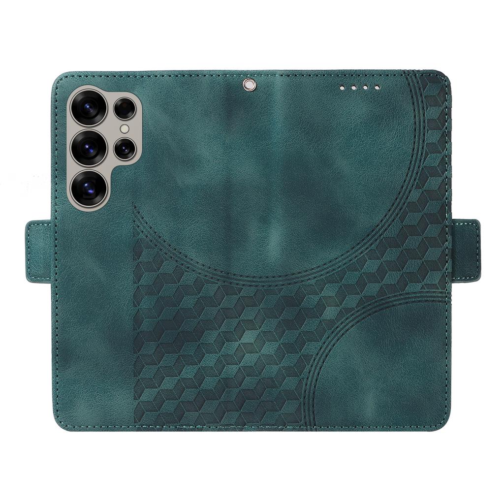 For Samsung Galaxy S25 Ultra Case PU Leather Phone Cover Rhombus Starry Imprinted