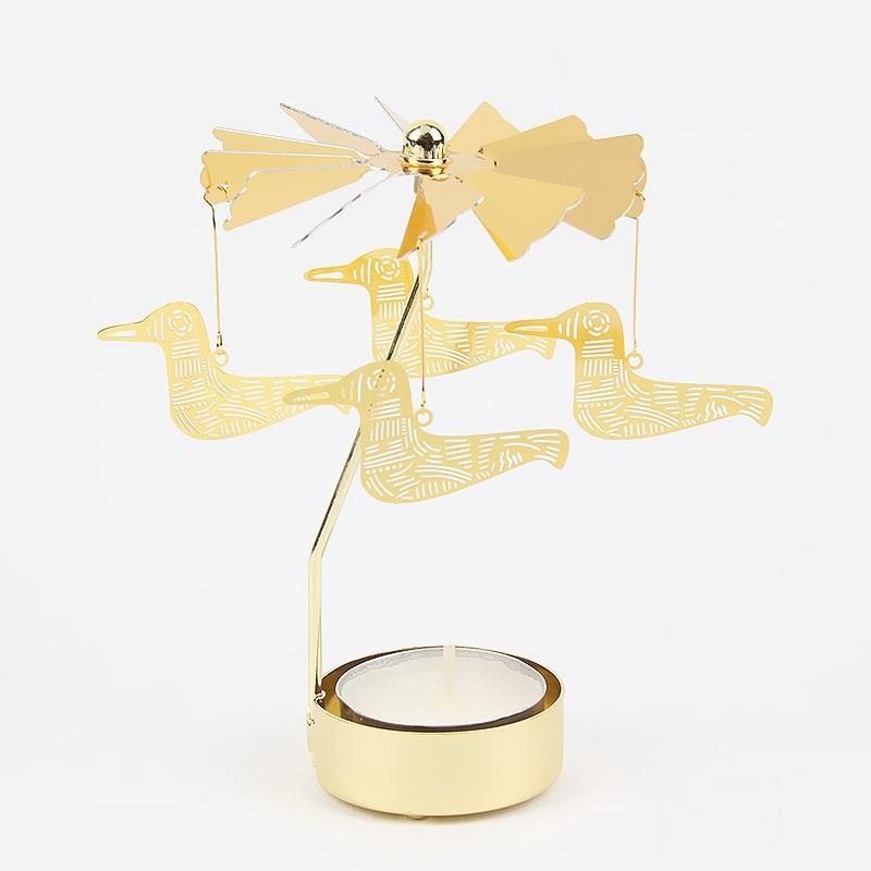 Gol2026 Christmas Tree Snowman Santa Birthday Angel Fairy Spinning Rotating Carousel Candle Holder Tealight Drop Shipping
