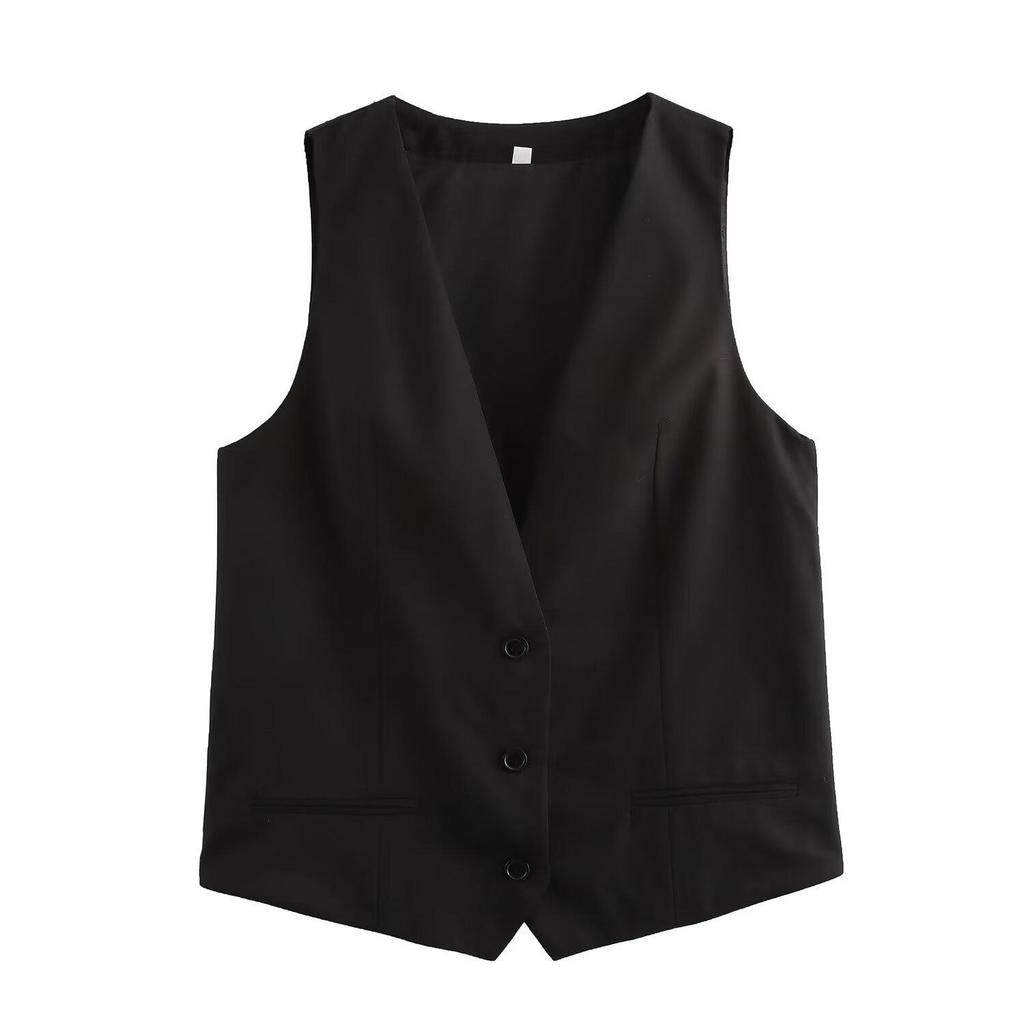 2025 Spring European & American Style French Silk Satin Sleeveless Women's Vest Set