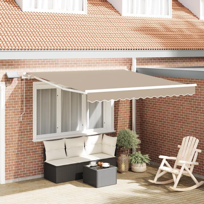 VidaXL Auvent rétractable manuel avec LED beige 300x250 cm 3330052
