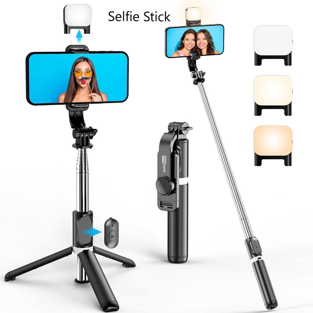 Bärbart 41-tums Selfie Stick-telefonstativ med trådlös fjärrkontroll, förlängbart stativstativ 360 rotation