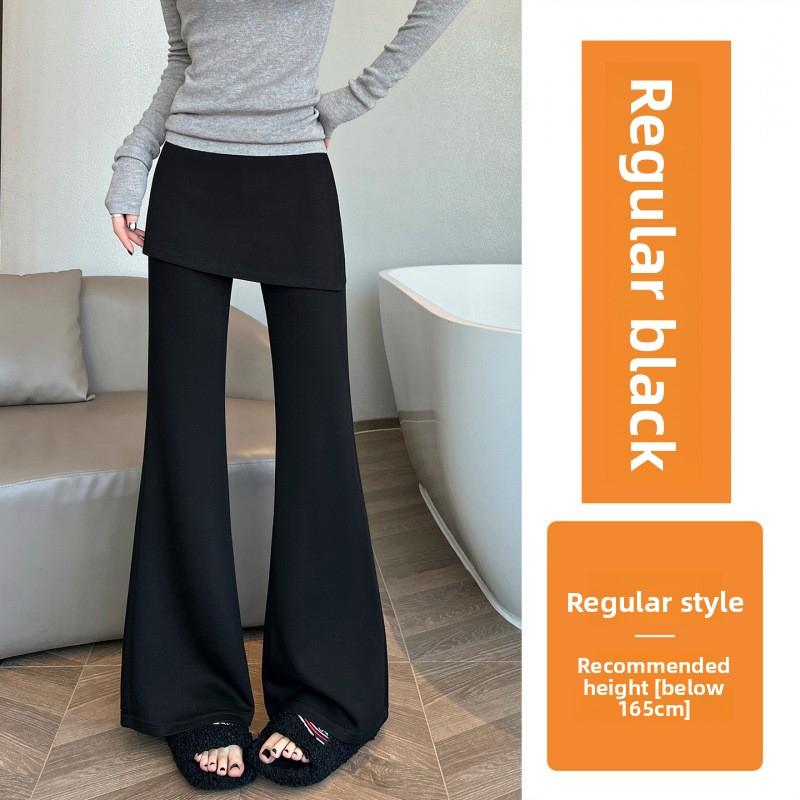 

Women s faux two-piece flared pants 2026 spring-summer high-waisted slimming casual floor-length bell-bottom pants 2XL чорний
