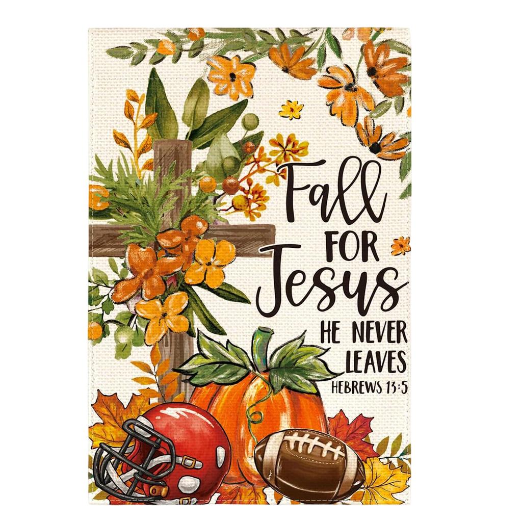 Double Sided Linen Garden Flag with Thanksgiving Pumpkin and Maple Leaf Design 45x30cm Durable Outdoor Decorative Banner for Yard Porch