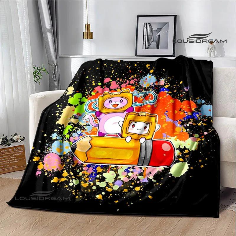 Lankybox Foxy Boxy cute Printed blanket picnic blanket Flannel Warm blanket Soft Cozy Blanket Home travel blanket Birthday Gift