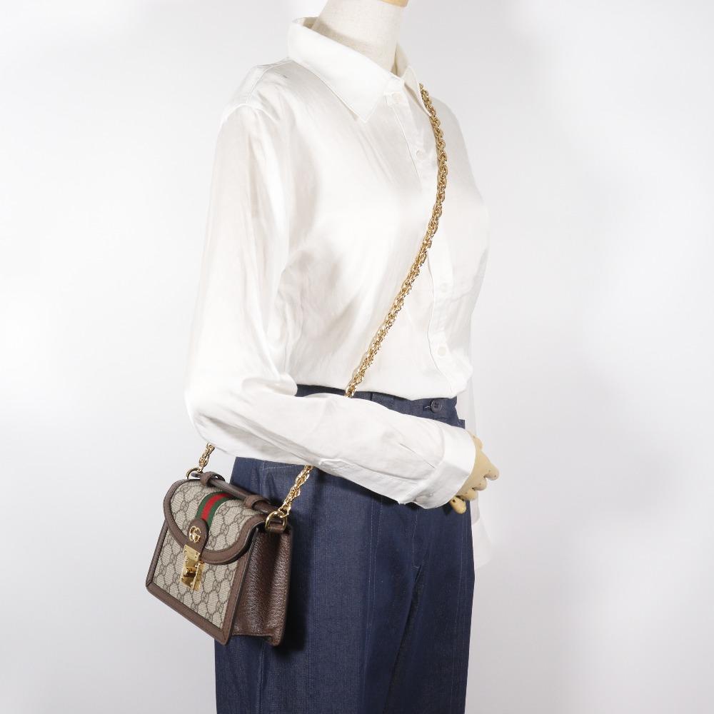 GUCCI Ofidia Shoulder Bag 696180 Sherry line Mini ChainShoulder Brown GG Supreme Canvas Women Used