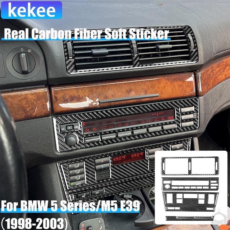 Real Carbon Fiber Car Accessories Center Console Set Cover Soft Sticker For BMW 5 Series/M5 E39 1998 1999 2000 2001 2002 2003