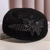 French Elegant Rhinestone Butterfly Hollow Beret Women's Summer Korean Style Versatile Painter Hat Fashion Accessory