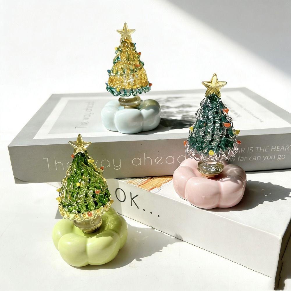 Miniature Christmas Tree Ornament Handcrafted Glass Sculpture  Living Room Decoration