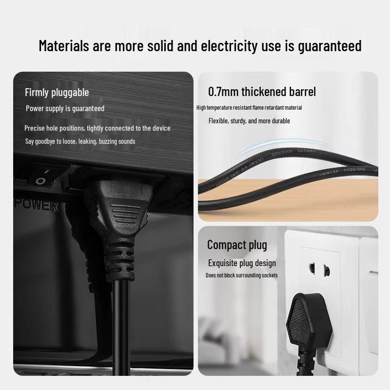 Universal Copper 3-Prong Power Cord for Computers and Appliances