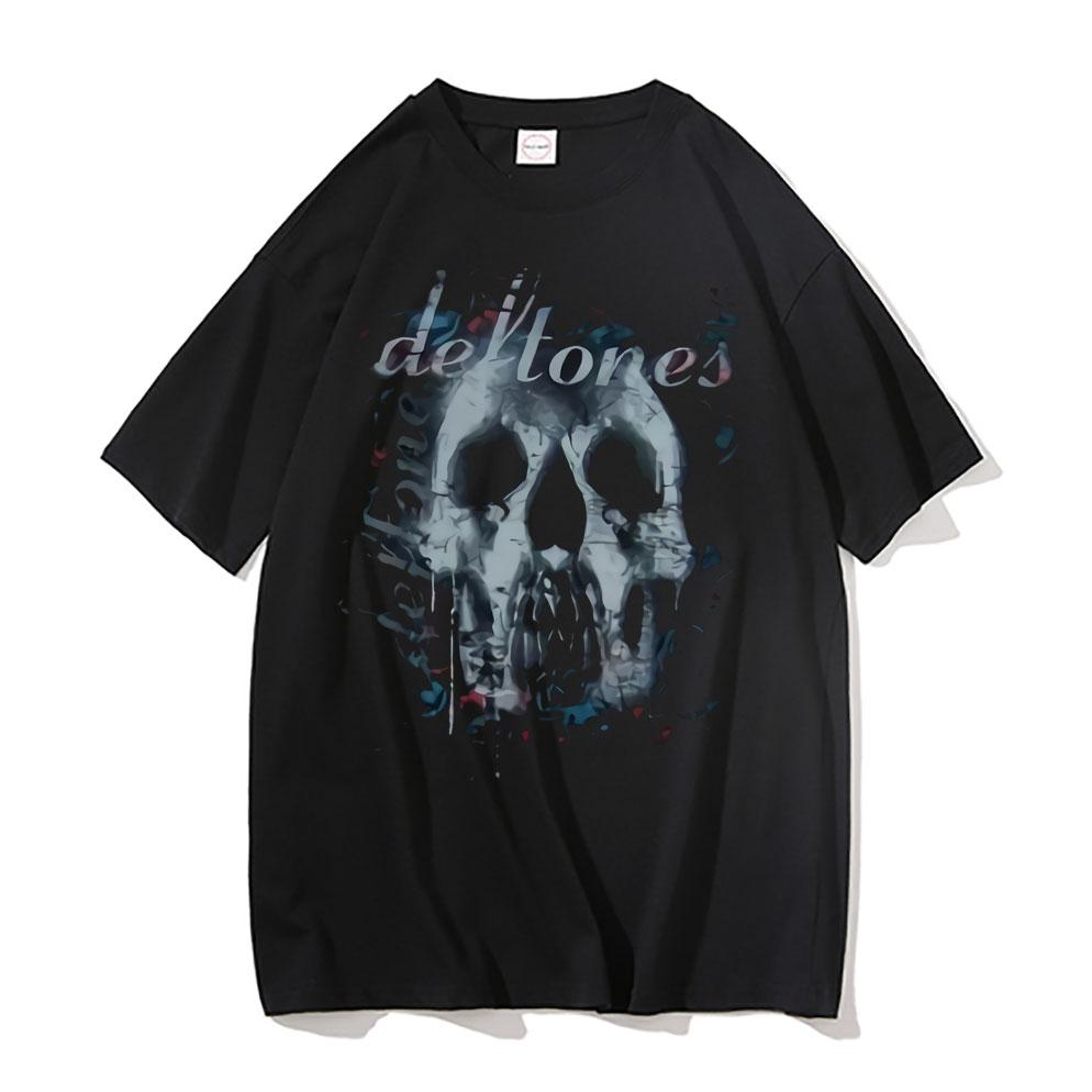 

Deftones Skull Black Graphic Print Cotton T Shirt Oversized Y2k Short Sleeve Men Women Alternative Rap Metal Band Brand Tshir... S разноцветный