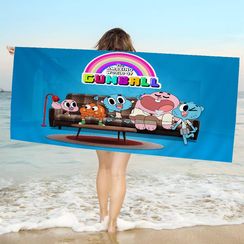 The Amazing Funny W-world Of Gumball Microfiber Blanket Quick Drying Beach Oversized Printing Super Absorbent Pool Towel Blanket
