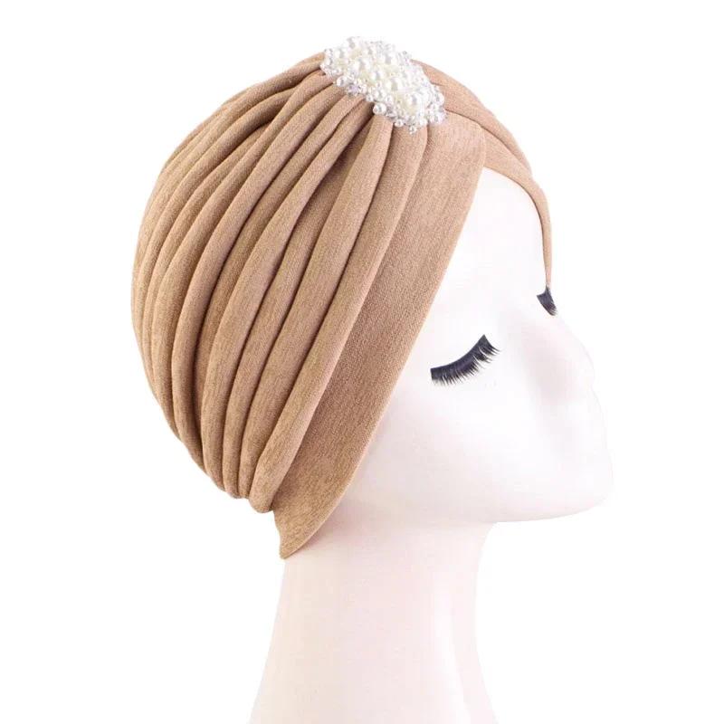 Indian Women Chemo Cap Muslim Diamonds Hijab Pleated Turban Wrap Headscarf Beanies Hair Loss Bonnet Hat Femme Turbante Mujer New
