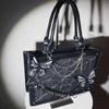 Punk Style Messenger Bags Halloween Gothic Butterfly Spiders Net Tote Bag