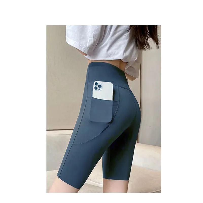Plus Size Women's Yoga Shorts: Shark Print, Tummy Control, Pocket, Hip Lift, Black Leggings