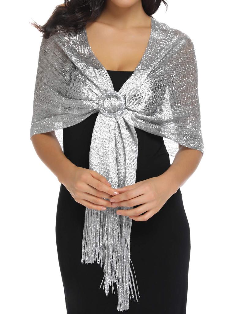 Shimmer Glitter Shawl Wraps For Women All Match Shawls Scarf Fashion Tassel Stoles Scarf Luxury Shawls Foulard 160*50Cm