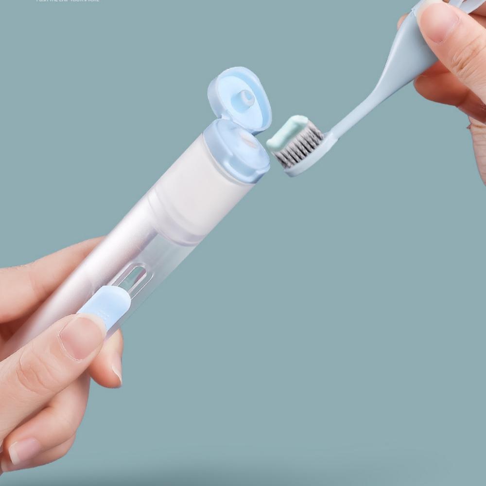 Removable Invisible Toothbrush Holder Portable Travel Tooth Clean Tool Soft Toothbrush Head Bathroom Accessories with Toothpaste