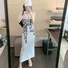 Summer Sleeveless French Letter Split Long Dress - Women's Loose Over-the-Knee Skirt