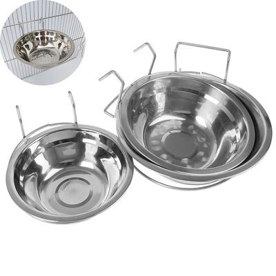 Stainless Steel Pet Hanging Bowl Feeding Dog Cat Bird Parrot Food Water Cage Cup
