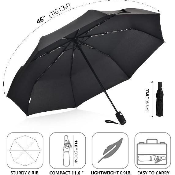 Parapluie Automatique SONU - Grand 94 Cm, Compact 38 Cm, Coupe-vent, Poignée Ergonomique - 4
